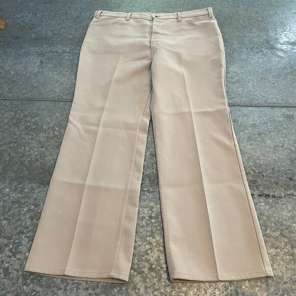 Vintage Levi's Polyester Talon Pants Mens 42x30 USA Tan Black Tab Western Retro - Picture 1 of 14